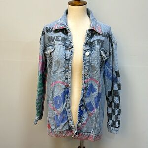 Thrill Jeans graffiti jean jacket women’s sz S